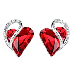 ZG JOYAS - Aros Pendiente Corazón Leafael Infinity love Cristal Tope Plata S925