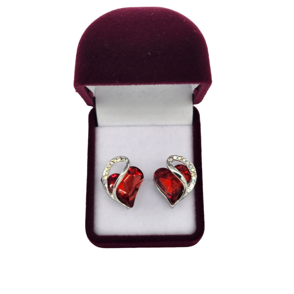 ZG JOYAS - Aros Pendiente Corazón Leafael Infinity love Cristal Tope Plata S925