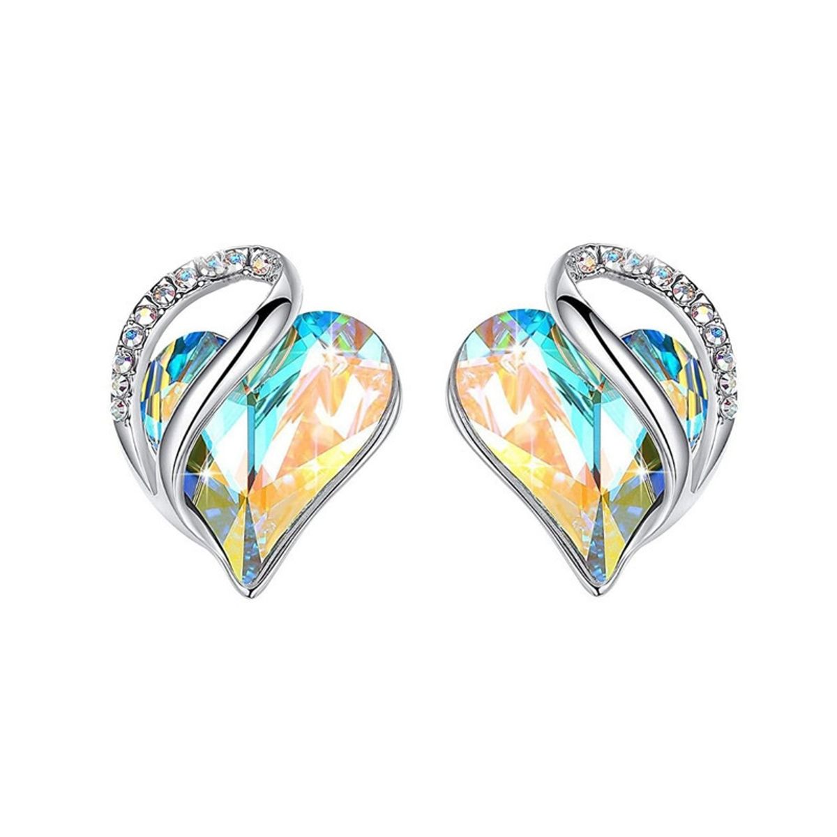 ZG JOYAS - Aros Pendiente Corazón Leafael Infinity love Cristal Tope Plata S925