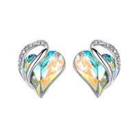 Aros Pendiente Corazón Leafael Infinity love Cristal Tope Plata S925