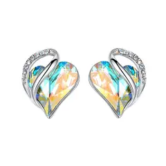 ZG JOYAS - Aros Pendiente Corazón Leafael Infinity love Cristal Tope Plata S925