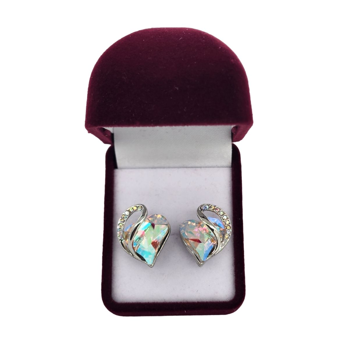 ZG JOYAS - Aros Pendiente Corazón Leafael Infinity love Cristal Tope Plata S925