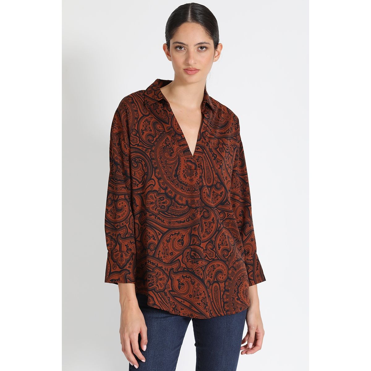 LIOLA - Blusa Estampado Paisley Naranjo Liola