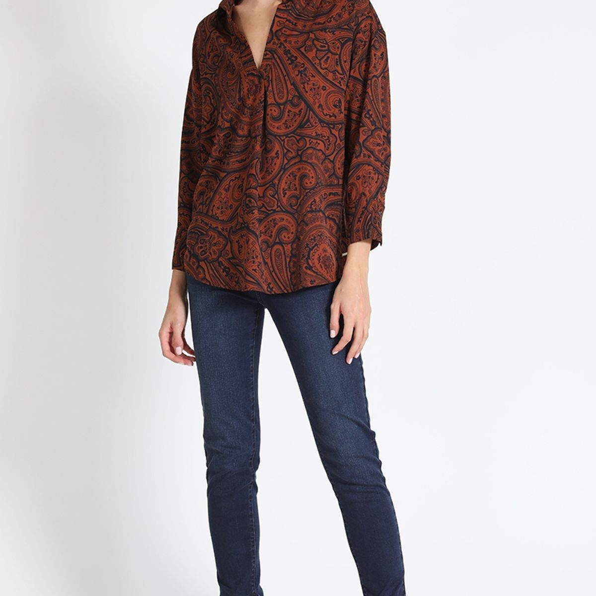 LIOLA - Blusa Estampado Paisley Naranjo Liola