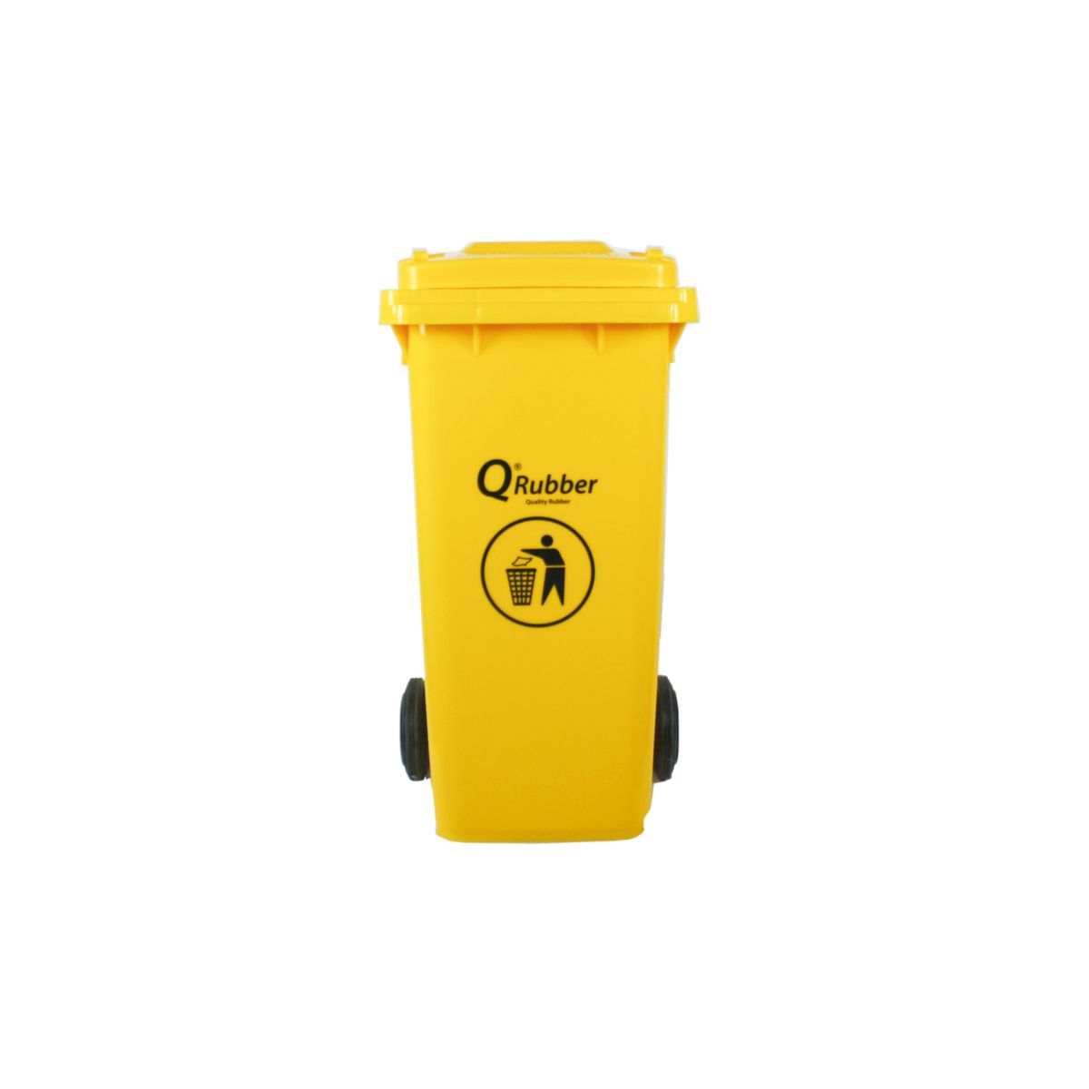 QRUBBER - Basurero Contenedor Basura 120 lts. amarillo QRubber