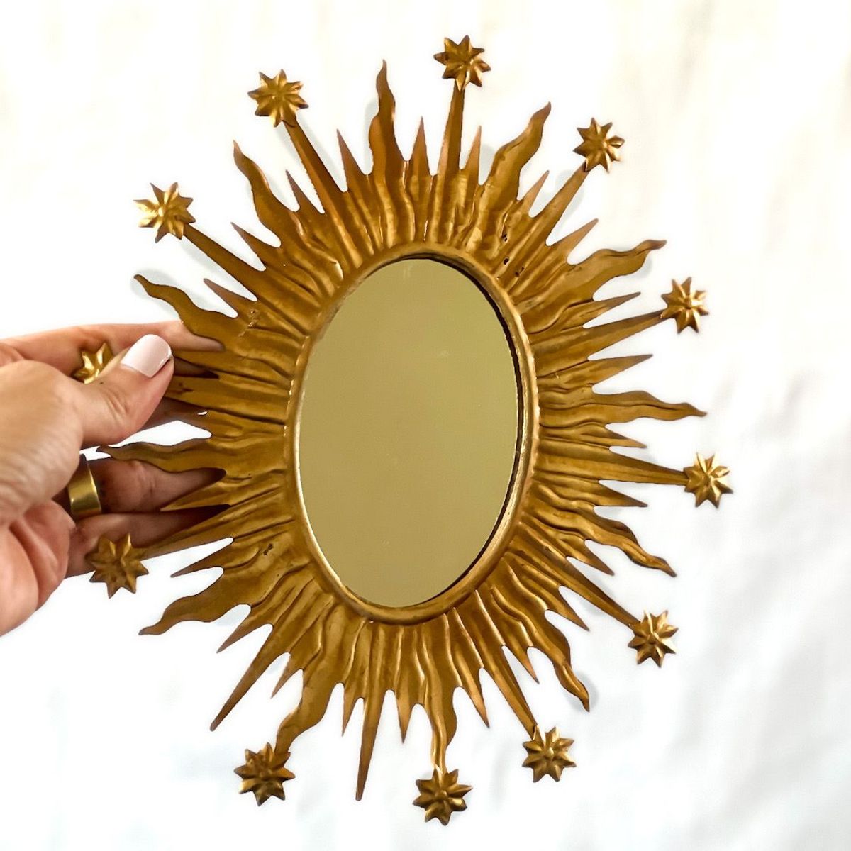 CASA SINGULAR - Espejito Rayos Dorado de metal