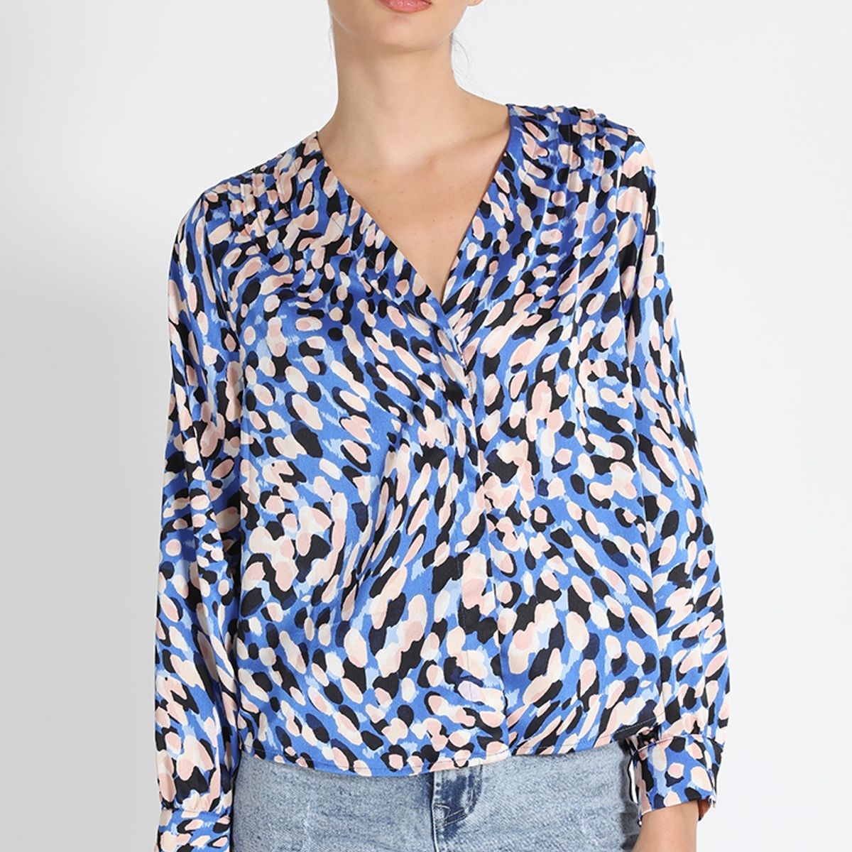LIOLA - Blusa Camisera Estampado Azul Liola