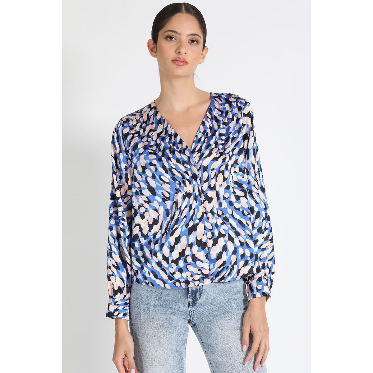 LIOLA - Blusa Camisera Estampado Azul Liola