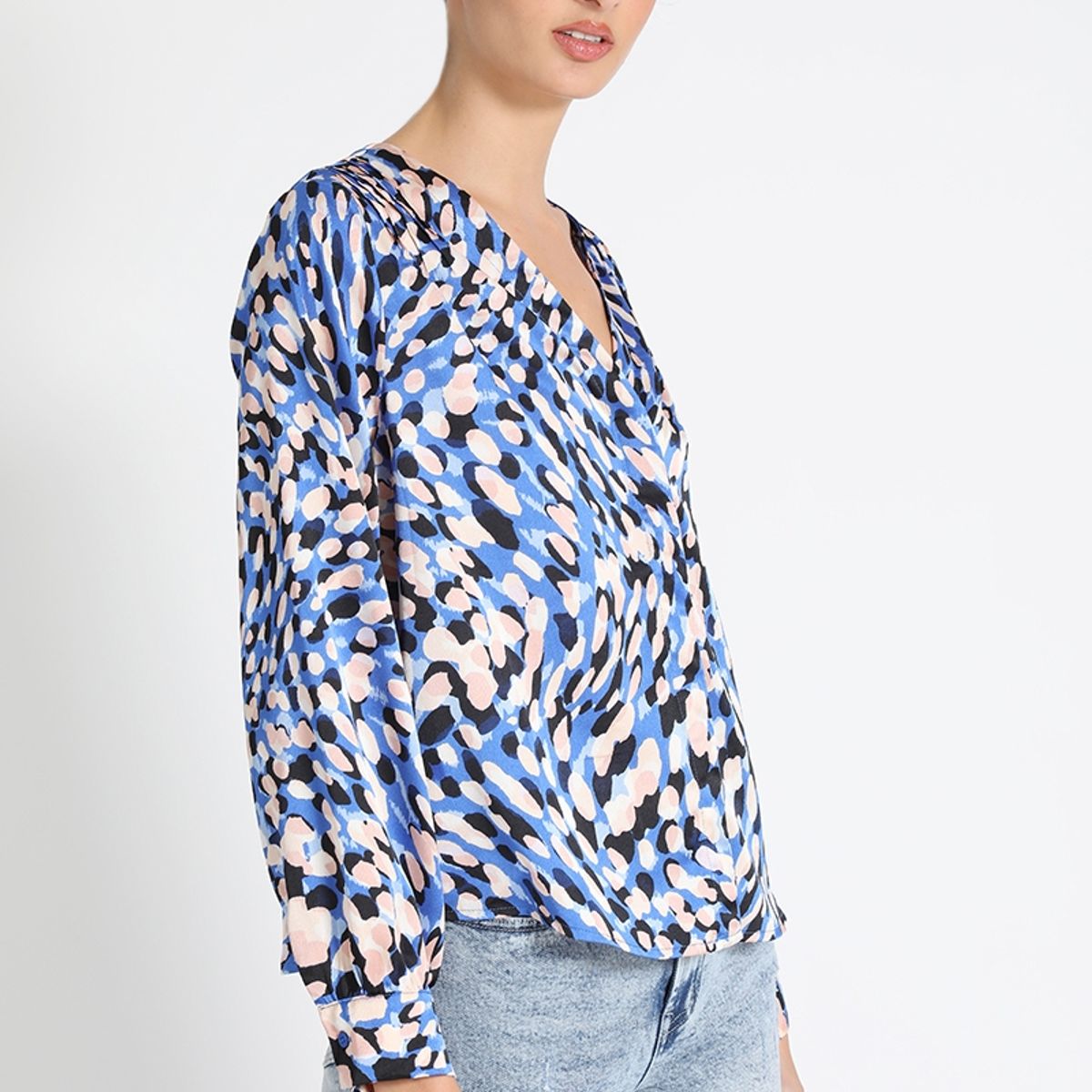 LIOLA - Blusa Camisera Estampado Azul Liola