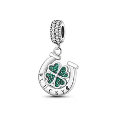 SILVER HEART - Charm Herradura y Trébol de la Suerte en Plata Fina 925