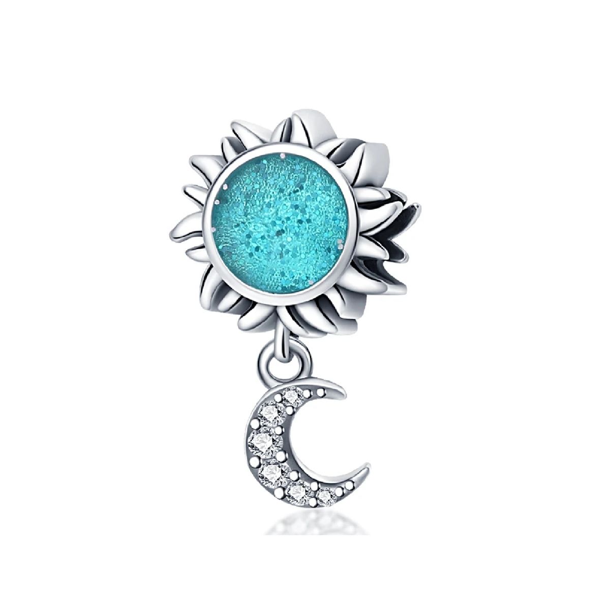 SILVER HEART - Charm Sol Azul y Medialuna en Plata Fina 925 SILVER HEART