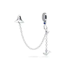SILVER HEART - Charm Cadena Delfines en Plata Fina 925