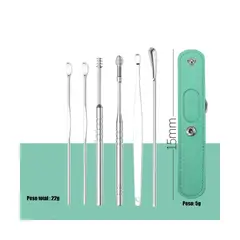 ZG STORE - Removedor Cerumen Limpia Oídos Kit Limpieza Orejas 6pcs Acero
