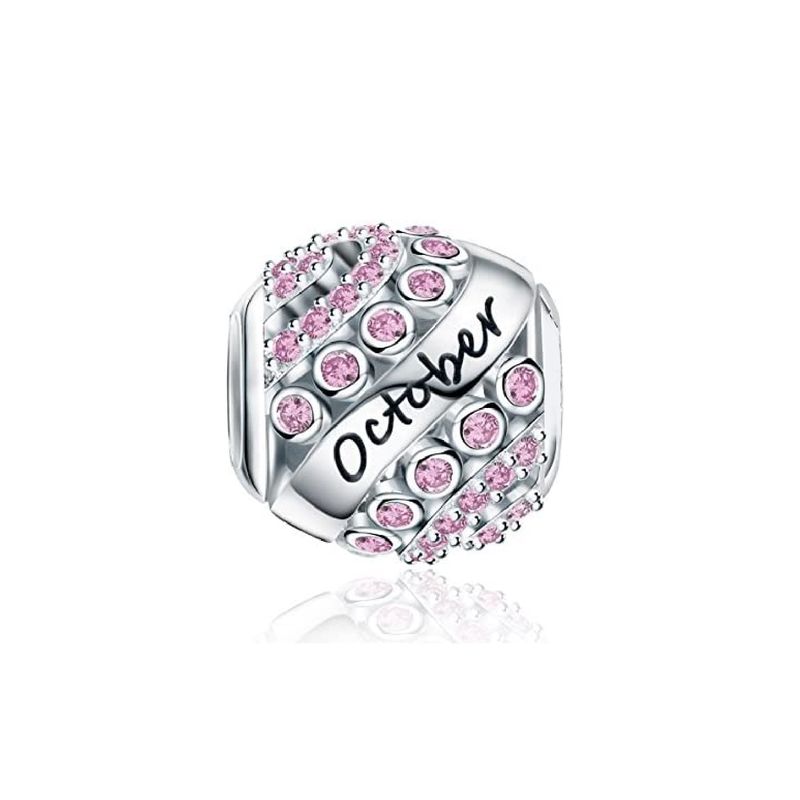 SILVER HEART - Charm Octubre con Circones en Plata Fina 925 SILVER HEART
