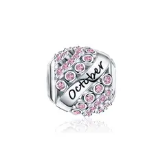 SILVER HEART - Charm Octubre con Circones en Plata Fina 925