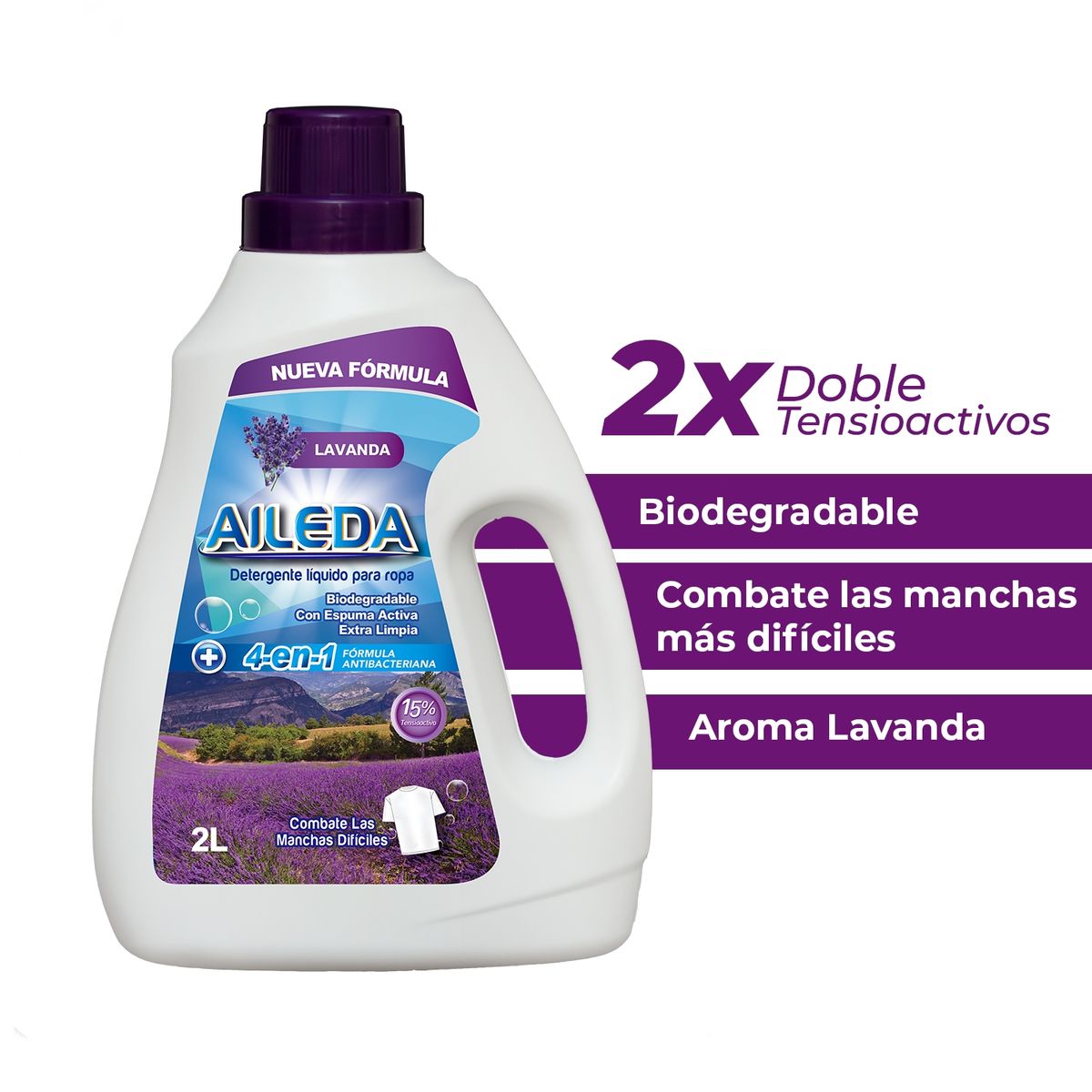AILEDA - Pack 3 Detergentes AILEDA 2L Lavanda  y Flores tropicales