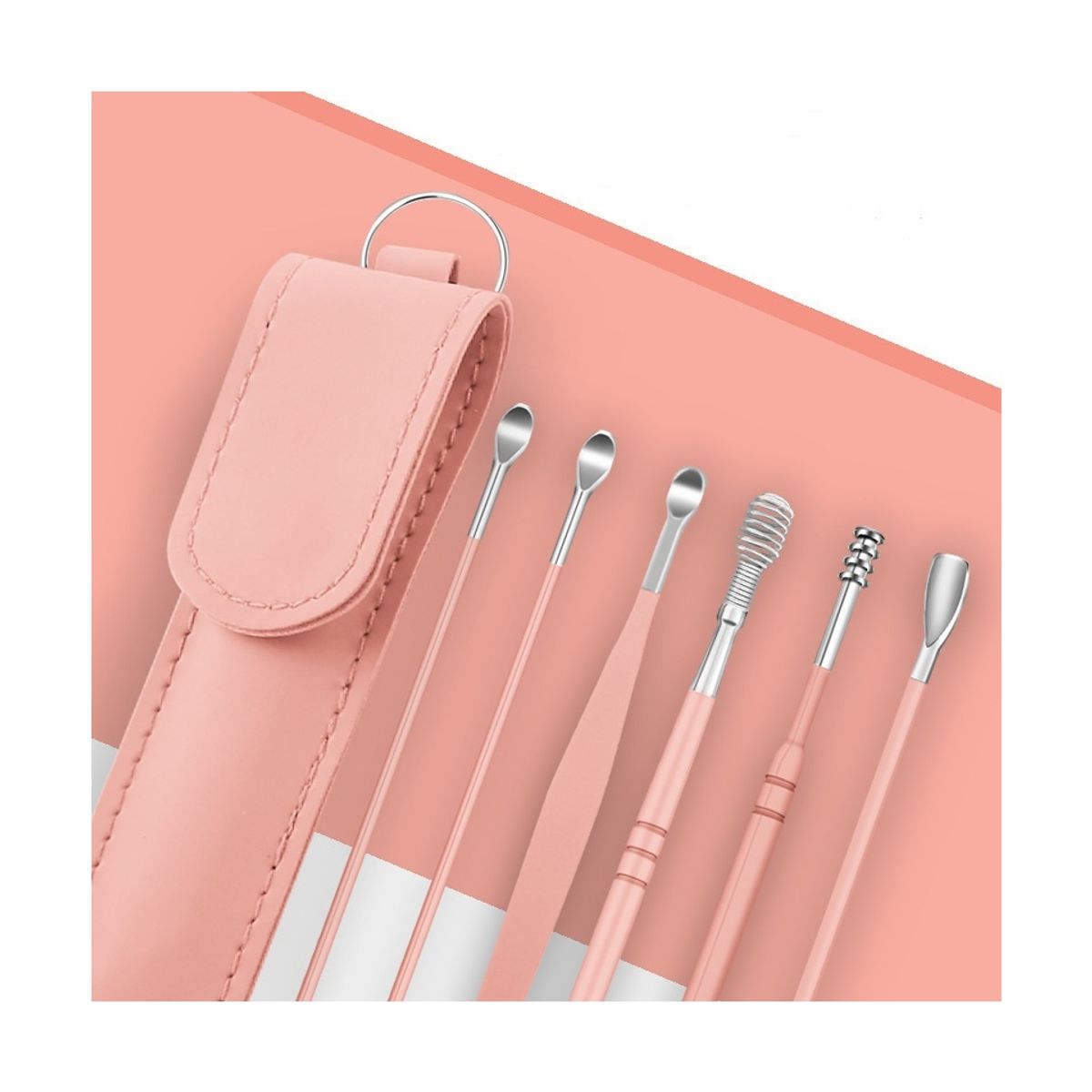 ZG STORE - Removedor Cerumen Limpia Oídos Kit Limpieza Orejas 6pcs Rosa