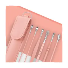 GENERICO - Removedor Cerumen Limpia Oídos Kit Limpieza Orejas 6pcs Rosa