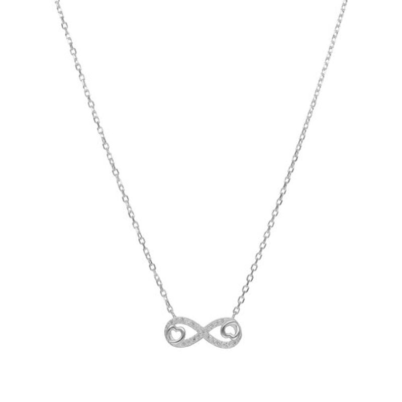 GENERICO - Collar Plata Fina Ley 925 45cm Circones Infinito Corazones