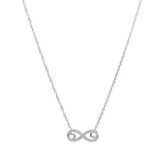 GENERICO - Collar Plata Fina Ley 925 45cm Circones Infinito Corazones