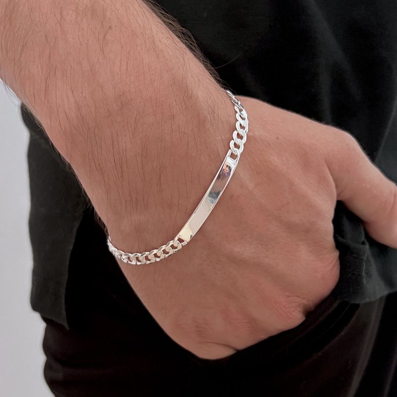 GENERICO - Pulsera Plata Fina Ley 925 5.6mm 21cm Unisex Piocha Grumet
