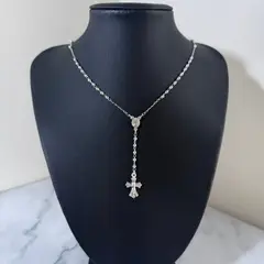 GENERICO - Collar Plata Fina Ley 925 45cm Rosario Virgen Maria Con Cruz