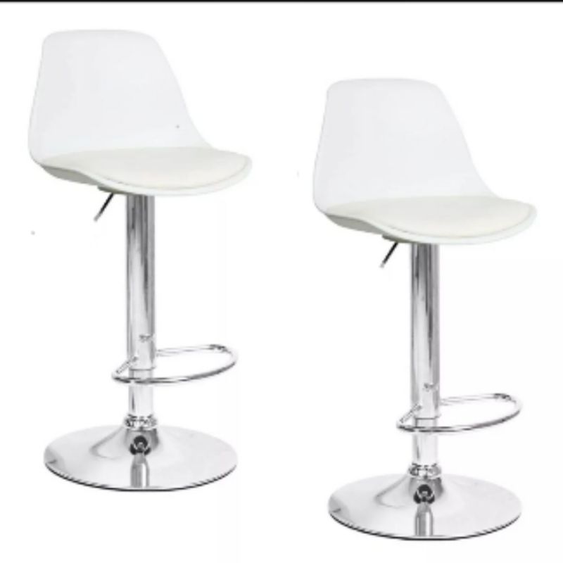 ARTIHOGAR - Pack 2 Pisos Bar Taburete Silla Tulip Alex Blancas
