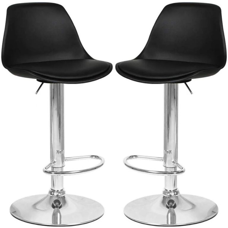 Pack 2 Pisos Bar Taburetes Silla Tulip Alex Negras