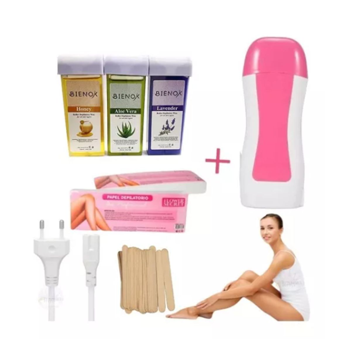 GENERICO - Calentador D Cera Rollon + 3 Cera + 50 Bandas + 50 Patetas