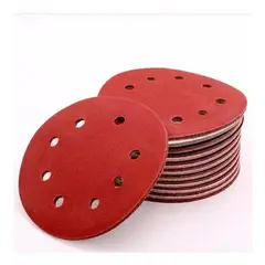 ESHOPANGIE - Set 100 Lijas #120 Velcro Con 8 Orificios 125mm 5 Pulgadas