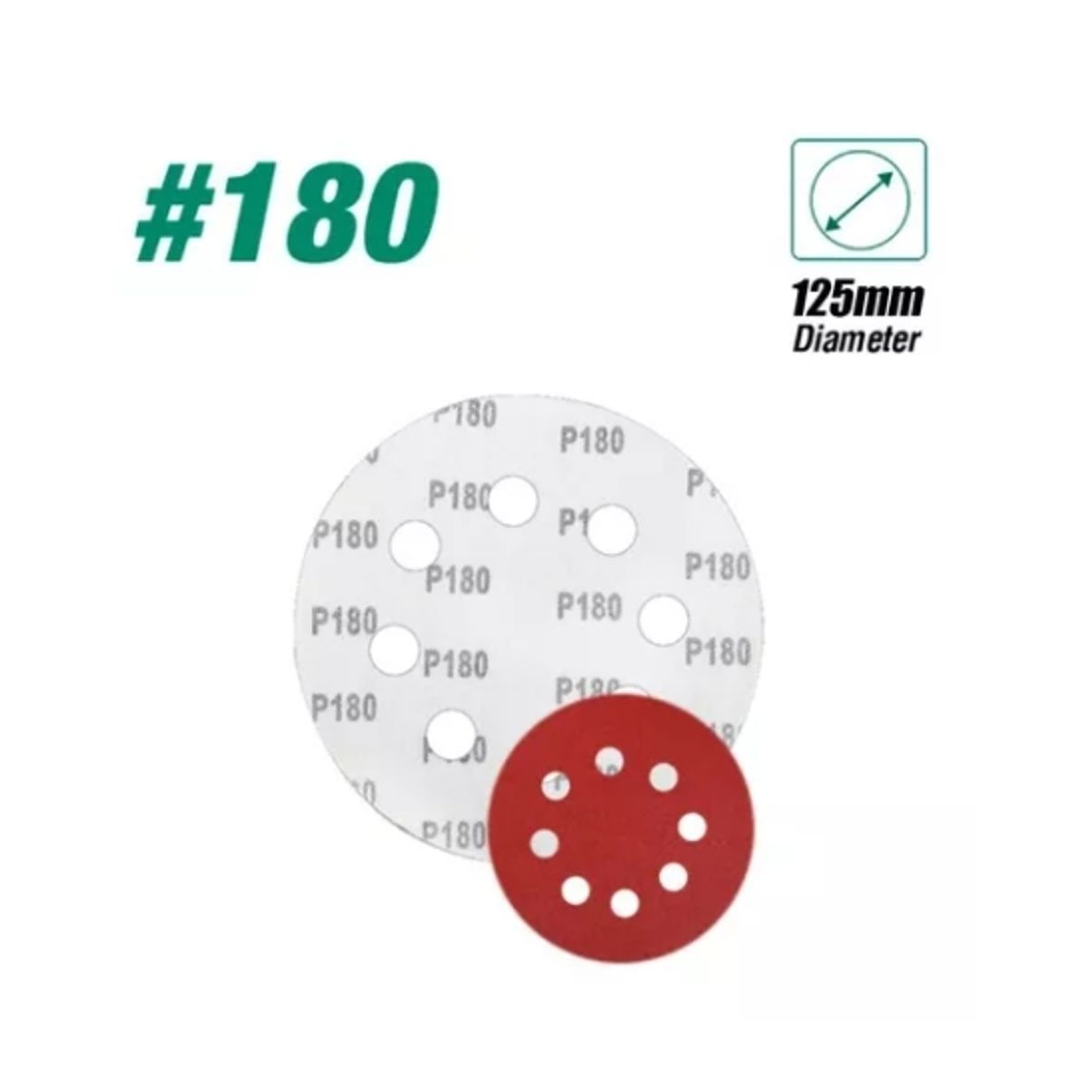 ESHOPANGIE - Set 100 Lijas #180 Velcro Con 8 Orificios 125mm 5 Pulgadas