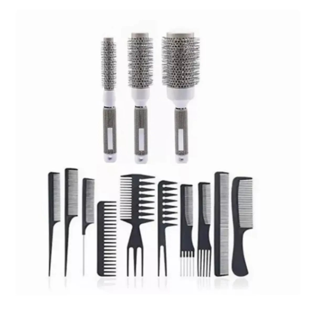 GENERICO - Set 3 Cepillos Térmicos Brushing Alisado + Set 10 P Peinetas