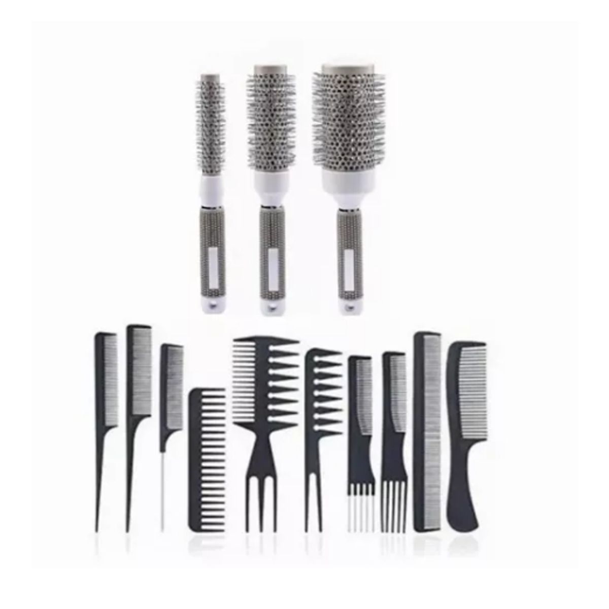 GENERICO - Set 3 Cepillos Térmicos Brushing Alisado + Set 10 P Peinetas