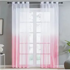 GENERICO - Set 2 Cortinas Tipo Visillo Degrade 140x220 c/u Rosado