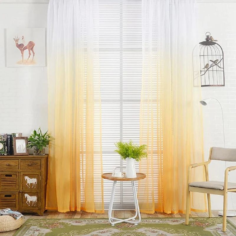 GENERICO - Set 2 Cortinas Tipo Visillo Degrade 140x220 c/u Naranjo
