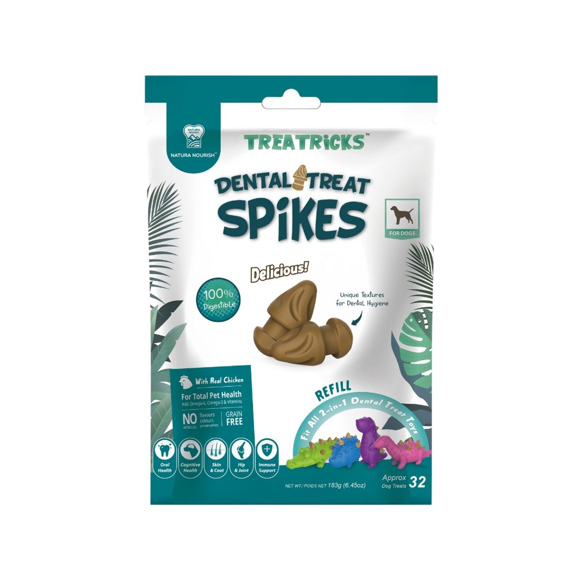 GENERICO - Dental Treat Spikes Natura Nourish - Premio Perro - Pack 3