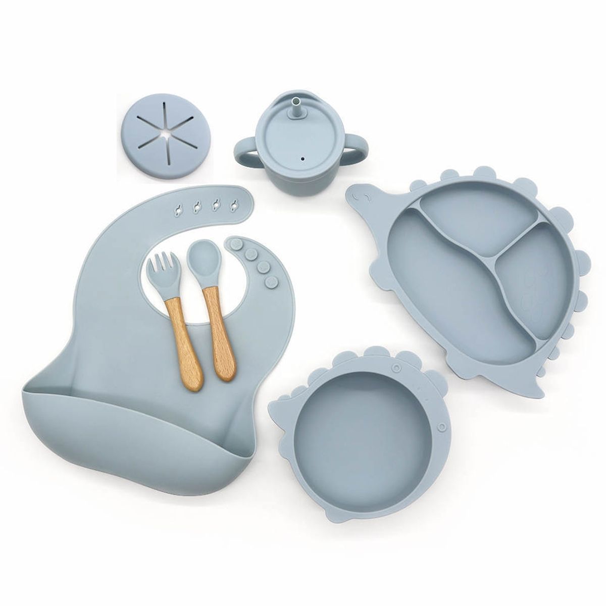 GENERICO - Set alimentación complementaria silicona dino azul