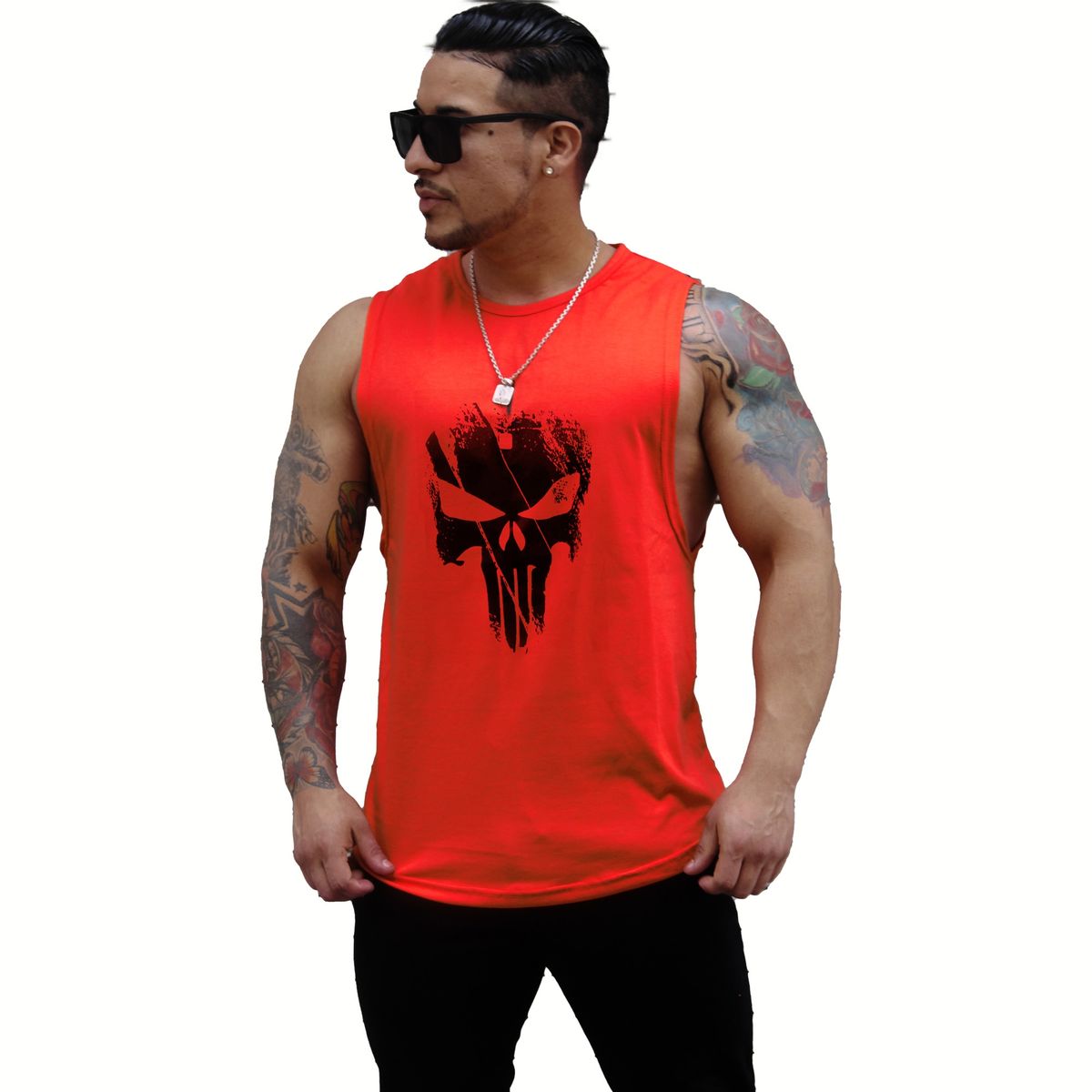 GENERICO - Polera Musculosa  cuello redondo The Punisher Rojo