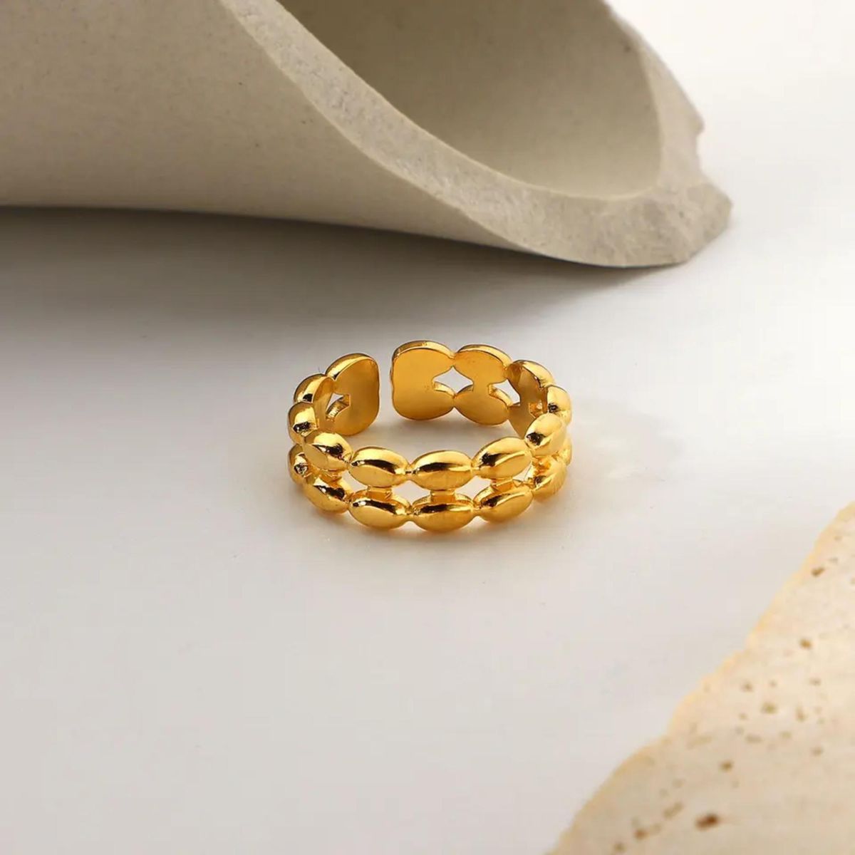 GENERICO - ANILLO MUJER MODELO DIADEMA BAÑADO EN ORO 18K AJUSTABLE