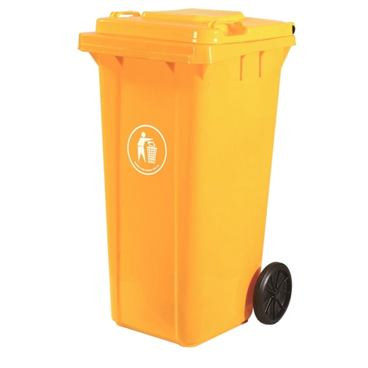 GENERICO - Basurero Contenedor De Basura 120 Litros Ruedas - Amarillo