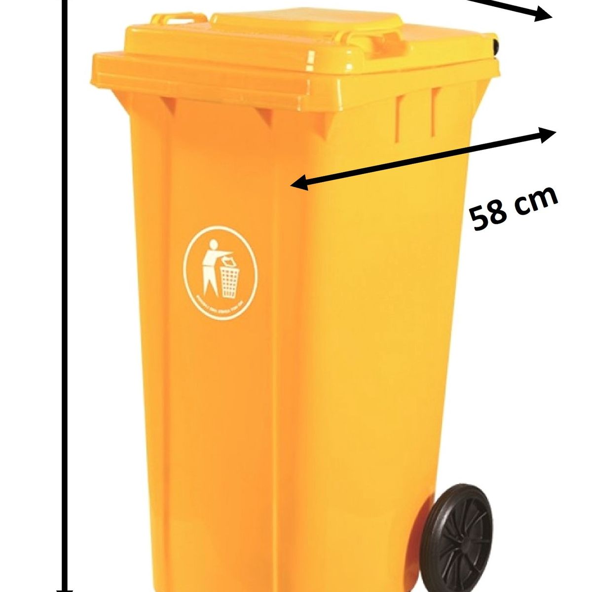 GENERICO - Basurero Contenedor De Basura 120 Litros Ruedas - Amarillo