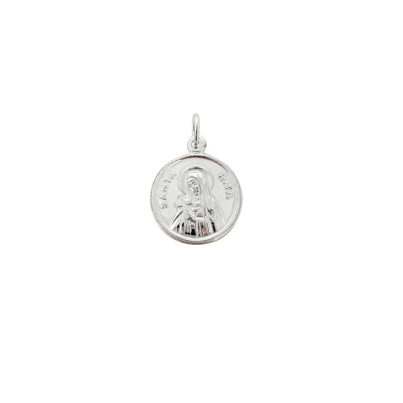 ANDREA COGGIOLA JOYAS - Colgante Medalla Santa Rita 18mm Plata Fina 925