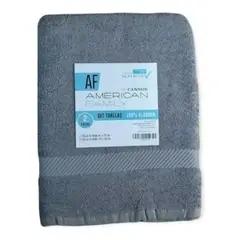 CANNON - Set Toalla Mano Baño Algodon American Family Gris