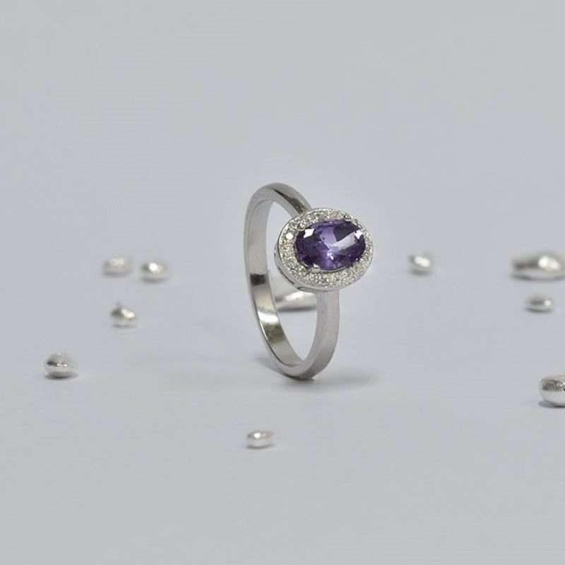 ROSETT - Anillo solitario Lady di Plata 925 piedra ovalada