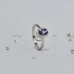 ROSETT - Anillo solitario Lady di Plata 925 piedra ovalada