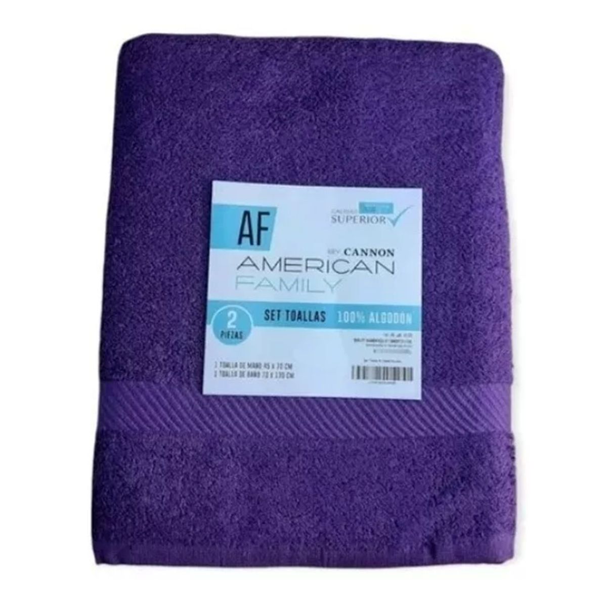 CANNON - Set Toalla Mano  Baño Algodon American Family Cannon Morado