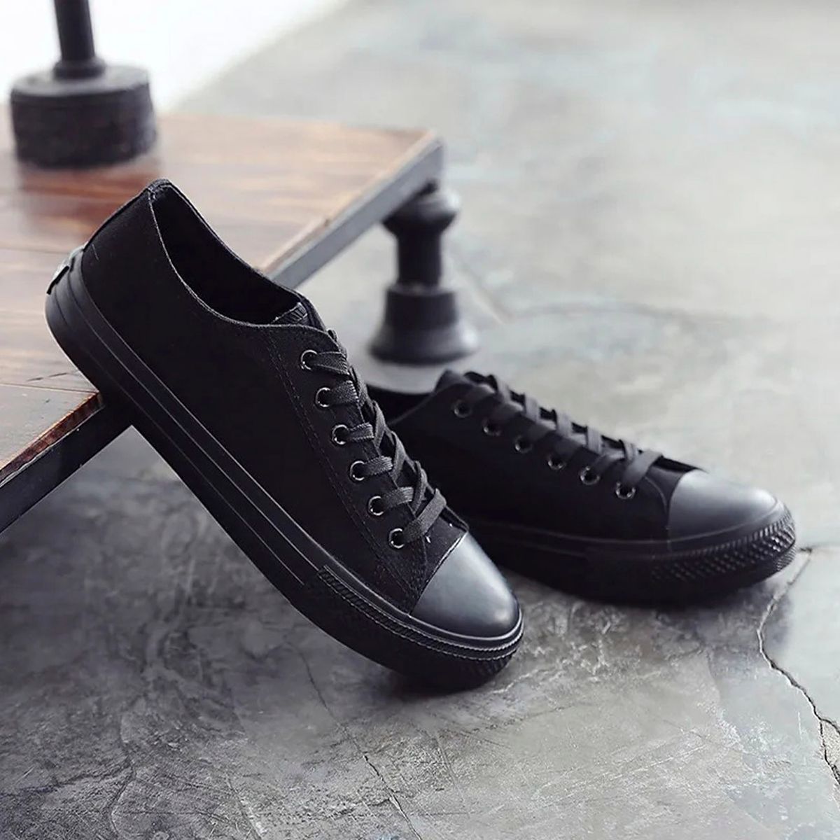 GENERICO - Zapatilla Urbana De Lona Unisex Casual - Negro - 7080