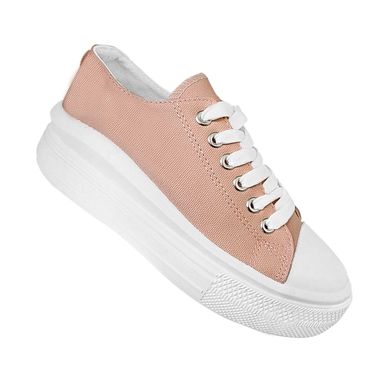 GENERICO - Zapatilla Mujer Con Plataforma Urbana De Lona Casual - Rosa - 7084