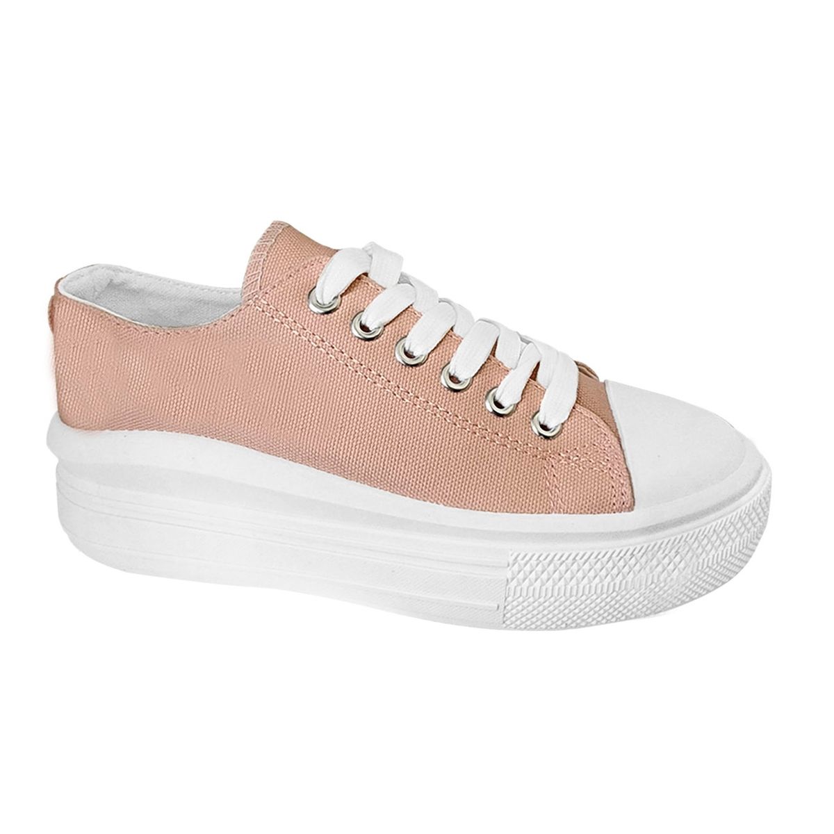 GENERICO - Zapatilla Mujer Con Plataforma Urbana De Lona Casual - Rosa - 7084