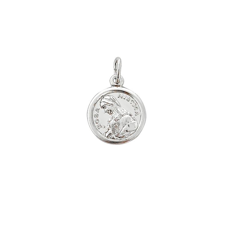 ANDREA COGGIOLA JOYAS - Colgante Medalla Virgen Rosa Mística 16mm Plata Fina 925